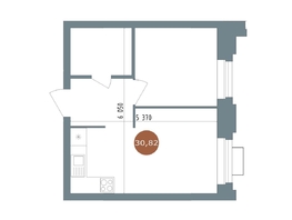 Продается 1-комнатная квартира ЖК 19/56 Кварталы Телецентра, сек 2, 30.7  м&sup2;, 6190000 рублей
