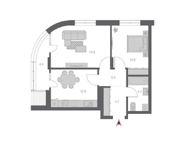 Продается 2-комнатная квартира ЖК Беринг, дом 3, 59.63  м&sup2;, 10300000 рублей