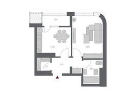 Продается 1-комнатная квартира ЖК Беринг, дом 3, 42.56  м&sup2;, 8375000 рублей