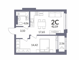 Продается 2-комнатная квартира ЖК Горская Лагуна, корпус 2, 42.38  м&sup2;, 9703000 рублей
