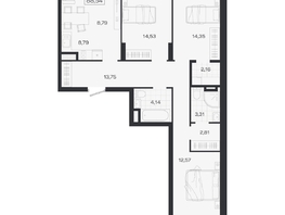 Продается 4-комнатная квартира ЖК Ясный берег, дом 19, бс 2-5, 89.14  м&sup2;, 14683000 рублей
