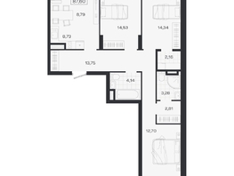 Продается 4-комнатная квартира ЖК Ясный берег, дом 19, бс 2-5, 88.55  м&sup2;, 14665000 рублей