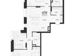 Продается 4-комнатная квартира ЖК Ясный берег, дом 19, бс 2-5, 101.91  м&sup2;, 17787000 рублей