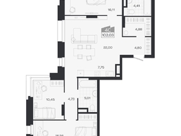 Продается 4-комнатная квартира ЖК Ясный берег, дом 19, бс 2-5, 102.03  м&sup2;, 18122000 рублей