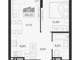 Продается 2-комнатная квартира ЖК Ясный берег, дом 32, 39.2  м&sup2;, 6526000 рублей