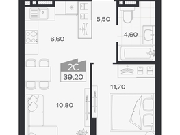 Продается 2-комнатная квартира ЖК Ясный берег, дом 32, 39.2  м&sup2;, 6831000 рублей