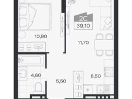 Продается 2-комнатная квартира ЖК Ясный берег, дом 32, 39.1  м&sup2;, 6980000 рублей