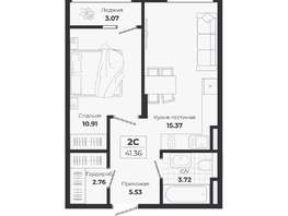 Продается 2-комнатная квартира ЖК Ясный берег, дом 10, бс 8-10, 41.36  м&sup2;, 8045000 рублей