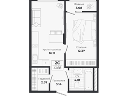 Продается 2-комнатная квартира ЖК Ясный берег, дом 10, бс 8-10, 41.68  м&sup2;, 8258000 рублей