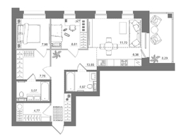 Продается 2-комнатная квартира ЖК Спектр, дом 10, 78.92  м&sup2;, 12490000 рублей