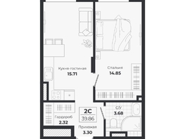 Продается 2-комнатная квартира ЖК Ясный берег, дом 10, бс 8-10, 39.86  м&sup2;, 8075000 рублей