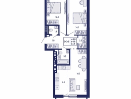 Продается 3-комнатная квартира ЖК Горизонт, дом 2, 66.8  м&sup2;, 10500000 рублей