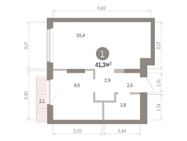Продается 1-комнатная квартира ЖК Лебедевский квартал, дом 1, 41.3  м&sup2;, 7610000 рублей