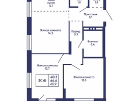 Продается 3-комнатная квартира ЖК Сподвижники, дом 2, 65.9  м&sup2;, 8000000 рублей