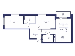 Продается 3-комнатная квартира ЖК Сподвижники, дом 3, 69.3  м&sup2;, 8150000 рублей