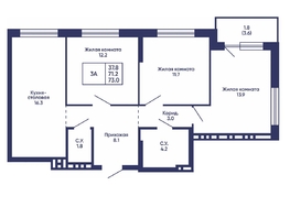 Продается 3-комнатная квартира ЖК Сподвижники, дом 3, 73  м&sup2;, 8550000 рублей