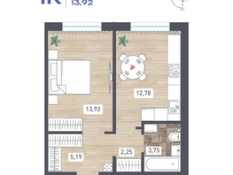 Продается 1-комнатная квартира ЖК Радуга Сибири, дом 14, 37.89  м&sup2;, 4262625 рублей