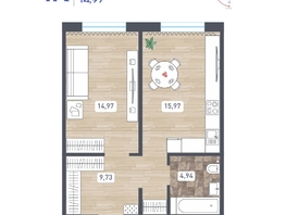 Продается 1-комнатная квартира ЖК Радуга Сибири, дом 14, 45.61  м&sup2;, 4561000 рублей