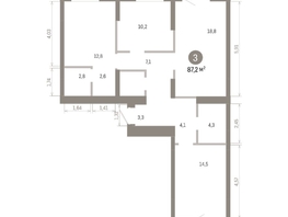 Продается 3-комнатная квартира ЖК Пшеница, 6.1, 87.16  м&sup2;, 13110000 рублей
