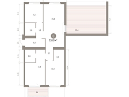 Продается 3-комнатная квартира ЖК Пшеница, дом 5.2, 124.86  м&sup2;, 15260000 рублей