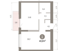 Продается 1-комнатная квартира ЖК Европейский берег, дом 46, 43.83  м&sup2;, 8140000 рублей