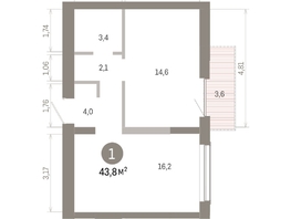 Продается 1-комнатная квартира ЖК Европейский берег, дом 46, 43.84  м&sup2;, 8540000 рублей