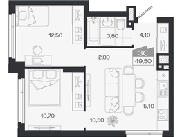 Продается 3-комнатная квартира ЖК Ясный берег, дом 33, 49.5  м&sup2;, 8417000 рублей