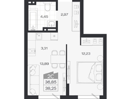 Продается 2-комнатная квартира ЖК Ясный берег, дом 33, 38.25  м&sup2;, 6819000 рублей