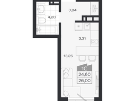 Продается Студия ЖК Ясный берег, дом 33, 25.8  м&sup2;, 4682000 рублей