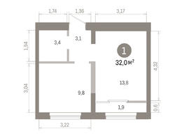 Продается 1-комнатная квартира ЖК Европейский берег, дом 46, 31.99  м&sup2;, 6360000 рублей