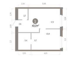 Продается 1-комнатная квартира ЖК Город на озере, 43.32  м&sup2;, 9390000 рублей
