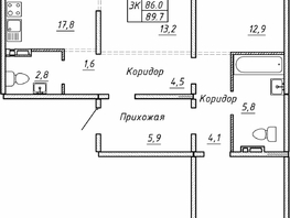 Продается 3-комнатная квартира ЖК Гренландия, Лес дом №5, 89.7  м&sup2;, 9600000 рублей
