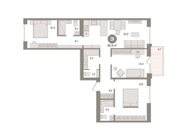 Продается 3-комнатная квартира ЖК Пшеница, дом 2.2, 96.54  м&sup2;, 13990000 рублей