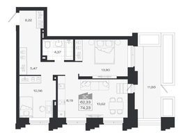 Продается 3-комнатная квартира ЖК Ясный берег, дом 20, 74.23  м&sup2;, 11767000 рублей