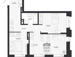Продается 3-комнатная квартира ЖК Ясный берег, дом 20, 64.16  м&sup2;, 9762000 рублей