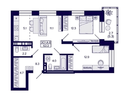 Продается 3-комнатная квартира ЖК Сподвижники, дом 1, 63.3  м&sup2;, 8100000 рублей