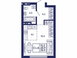 Продается Студия ЖК Сила леса, корп 1, 28.9  м&sup2;, 5850000 рублей