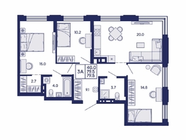 Продается 3-комнатная квартира ЖК Сила леса, корп 1, 79.5  м&sup2;, 12550000 рублей