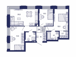 Продается 3-комнатная квартира ЖК Сила леса, корп 1, 79.8  м&sup2;, 10600000 рублей