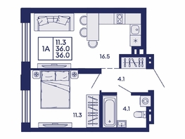 Продается 1-комнатная квартира ЖК Сила леса, корп 2, 36  м&sup2;, 6700000 рублей