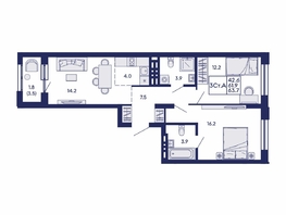 Продается 3-комнатная квартира ЖК Сила леса, корп 2, 63.7  м&sup2;, 9500000 рублей