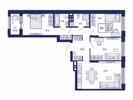 Продается 3-комнатная квартира ЖК Сила леса, корп 2, 85.9  м&sup2;, 11500000 рублей