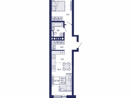 Продается 2-комнатная квартира ЖК Горизонт, дом 2, 44.8  м&sup2;, 6500000 рублей