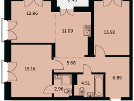 Продается 3-комнатная квартира ЖК Академия, дом 3, 74.4  м&sup2;, 14565000 рублей