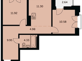 Продается 2-комнатная квартира ЖК Академия, дом 3, 54.2  м&sup2;, 11450000 рублей