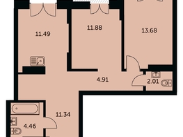 Продается 2-комнатная квартира ЖК Академия, дом 3, 61.1  м&sup2;, 12180000 рублей