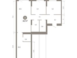 Продается 3-комнатная квартира ЖК Лебедевский квартал, д 1, 84.7  м&sup2;, 10770000 рублей