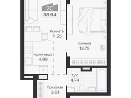 Продается 2-комнатная квартира ЖК Базилик, дом 3, 38.64  м&sup2;, 6092000 рублей