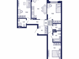 Продается 3-комнатная квартира ЖК Сила леса, корп 1, 83.4  м&sup2;, 11300000 рублей