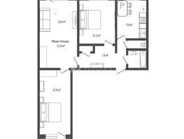 Продается 3-комнатная квартира Бердышева ул, 61  м&sup2;, 6300000 рублей
